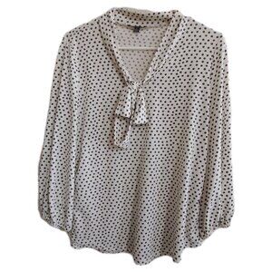 Adrianna Papell Women's M PussyCat Bow Blouse 3/4 Sleeve Office Business